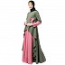 Polka dotted asymmetrical dress abaya- Jade Green-Pink Polka dotted asymmetrical dress abaya- Jade Green-Pink